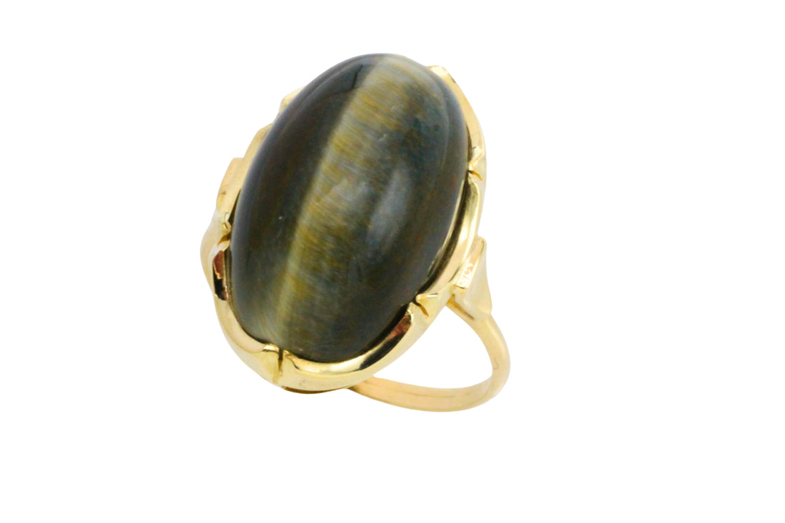 Tigers eye ring in 14 carat gold-The Antique Ring Shop