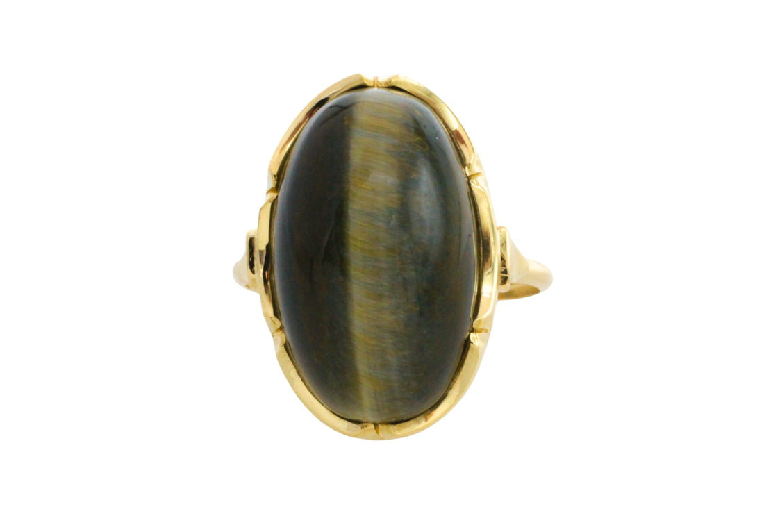 Tigers eye ring in 14 carat gold-The Antique Ring Shop