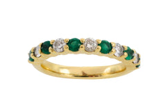 Emerald and diamond band in 18 carat gold-Vintage Rings-The Antique Ring Shop