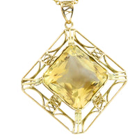Vintage citrine pendant in 14 carat gold-Pendants-The Antique Ring Shop
