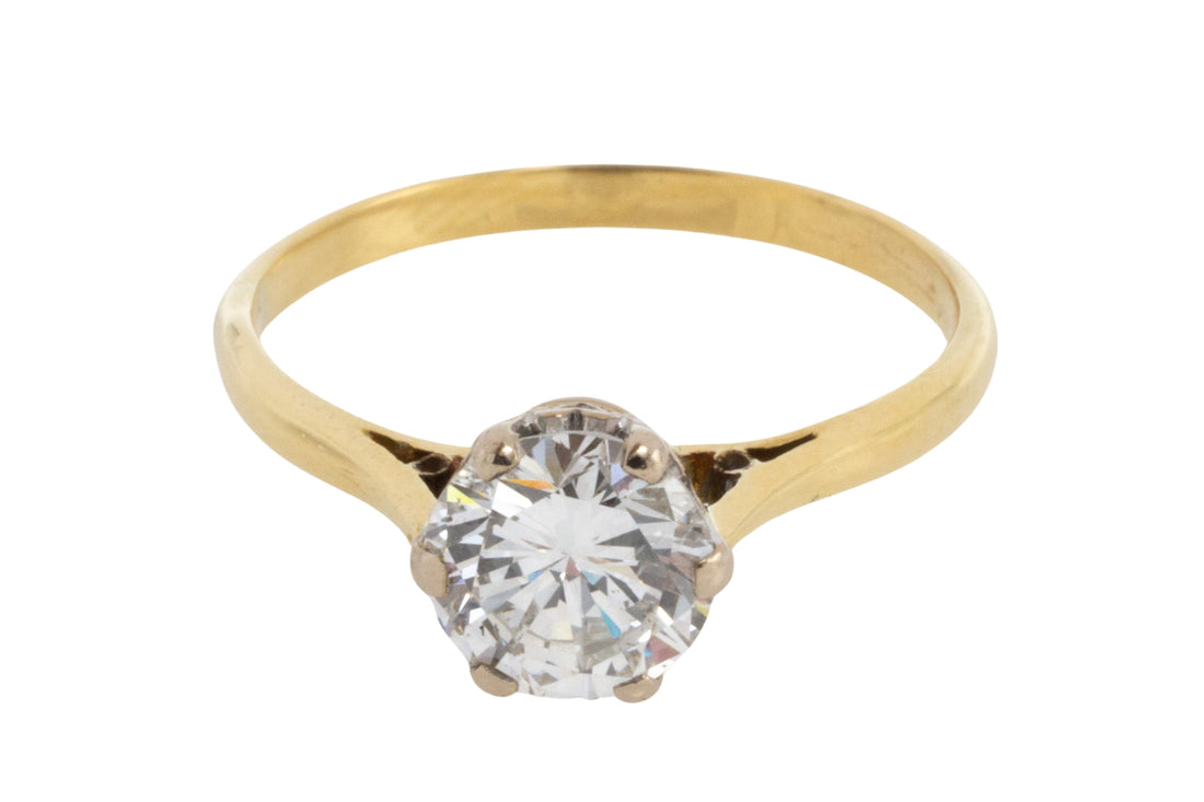 Vintage brilliant cut diamond solitaire ring-engagement rings-The Antique Ring Shop