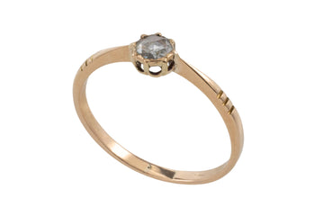 Rose diamond solitaire ring in 14 carat gold-Antique rings-The Antique Ring Shop