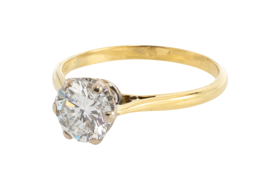 Vintage brilliant cut diamond solitaire ring-engagement rings-The Antique Ring Shop