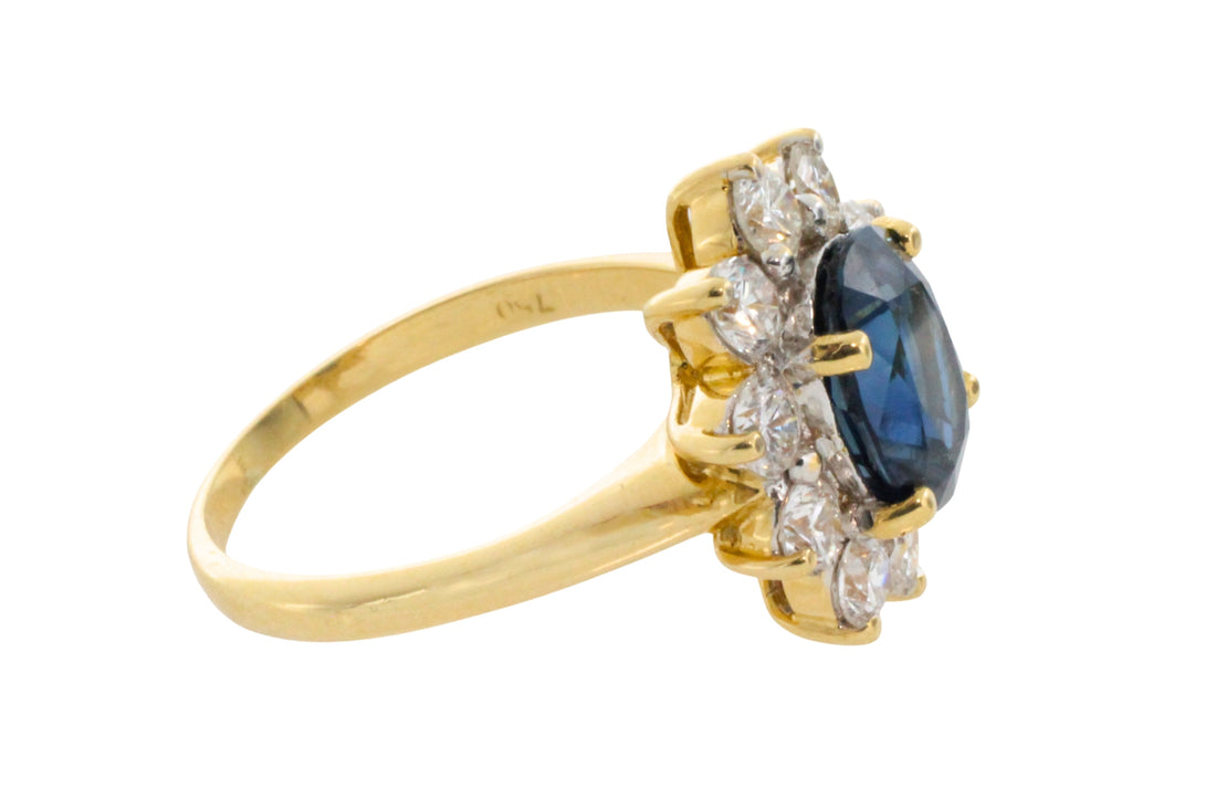 Vintage Sapphire and Diamond cluster-engagement rings-The Antique Ring Shop