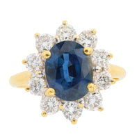 Vintage Sapphire and Diamond cluster-engagement rings-The Antique Ring Shop