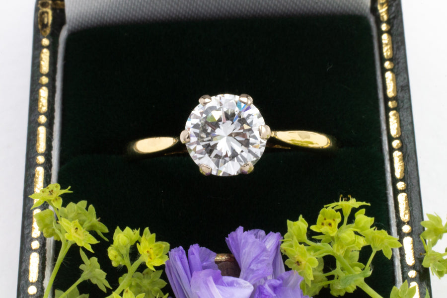 Vintage brilliant cut diamond solitaire ring-engagement rings-The Antique Ring Shop