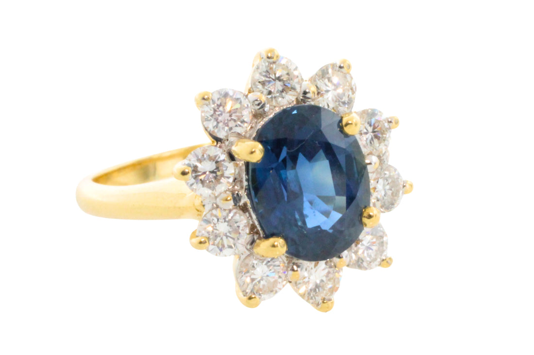 Vintage Sapphire and Diamond cluster-engagement rings-The Antique Ring Shop