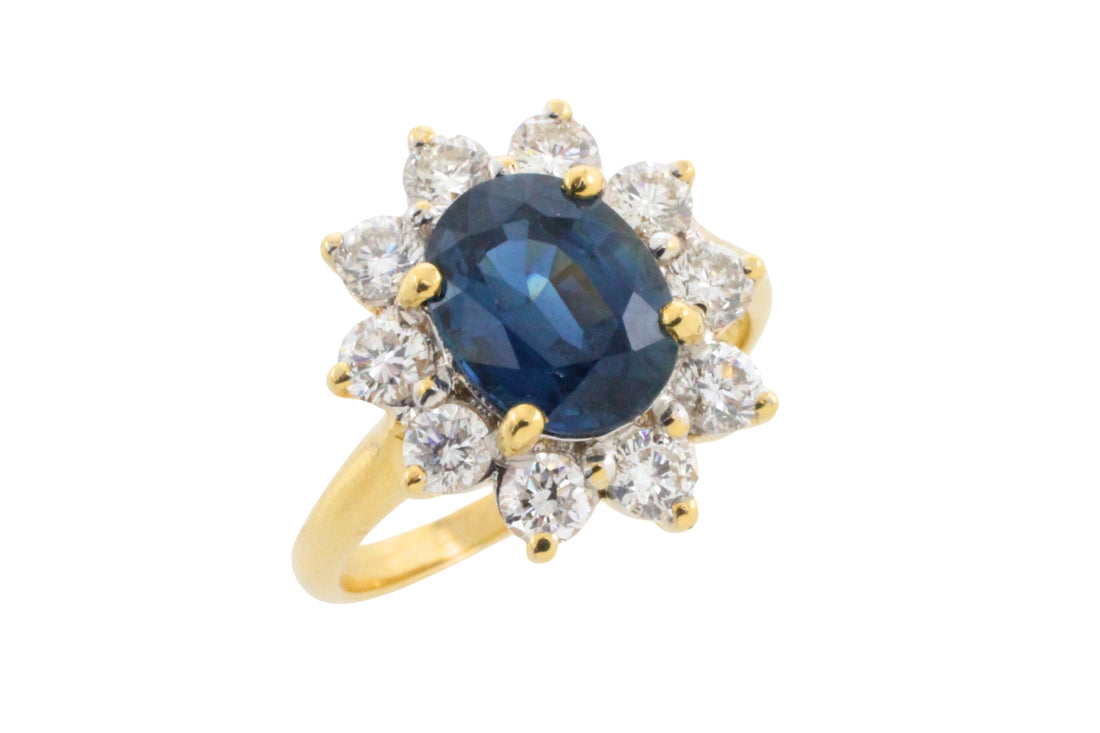 Vintage Sapphire and Diamond cluster-engagement rings-The Antique Ring Shop