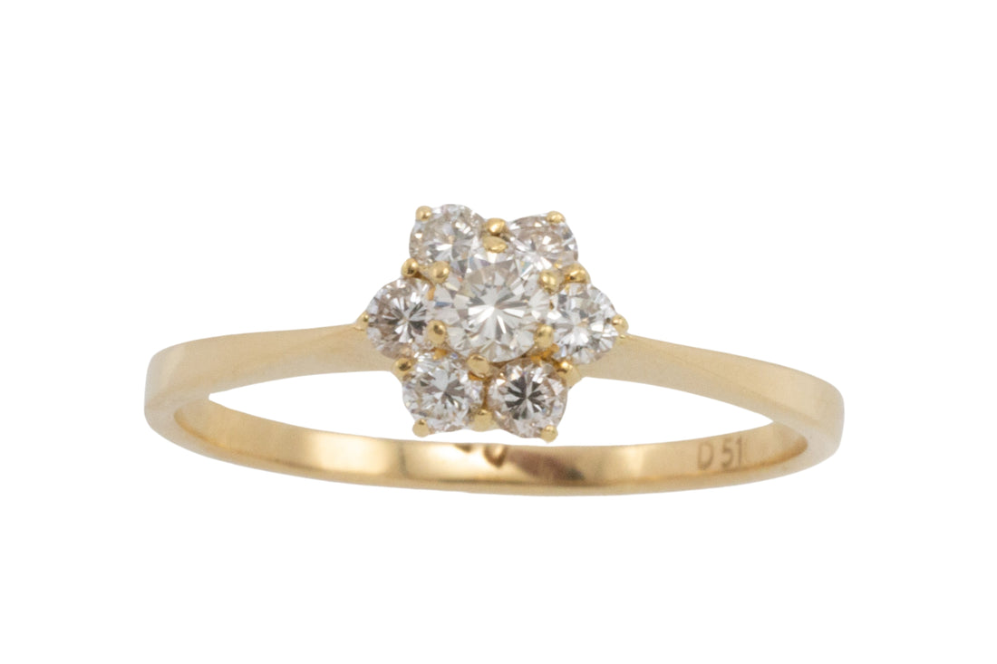 Vintage diamond cluster ring in 18 carat gold-engagement rings-The Antique Ring Shop