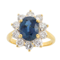 Vintage Sapphire and Diamond cluster-engagement rings-The Antique Ring Shop