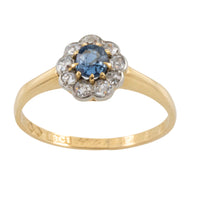 Edwardian sapphire and old cut diamond ring from 1916-engagement rings-The Antique Ring Shop