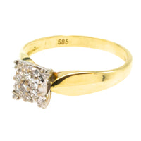 14 carat gold solitaire style ring with diamonds-engagement rings-The Antique Ring Shop