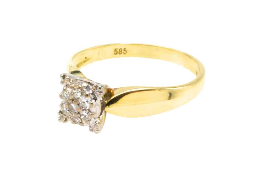 14 carat gold solitaire style ring with diamonds-engagement rings-The Antique Ring Shop