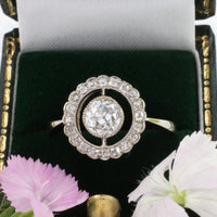 Platinum target ring with old cut diamonds-engagement rings-The Antique Ring Shop