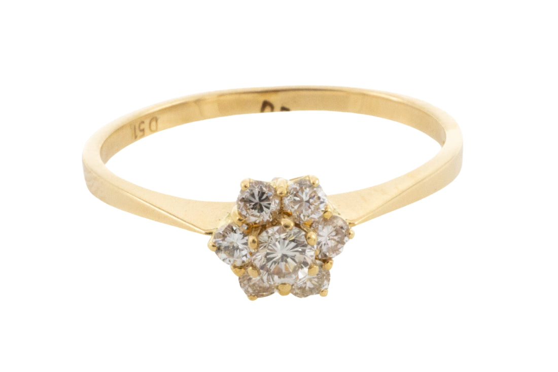 Vintage diamond cluster ring in 18 carat gold-engagement rings-The Antique Ring Shop