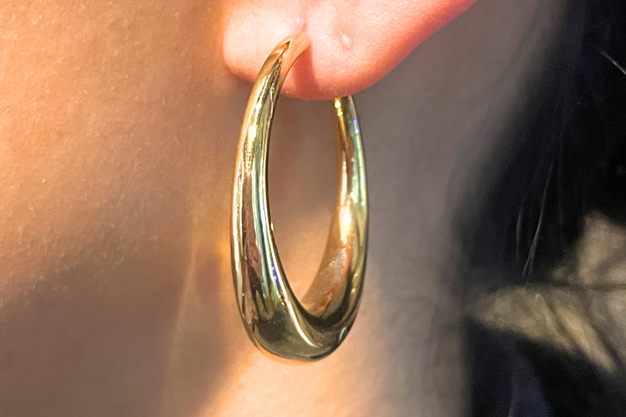 18 carat gold hoop earrings-Earrings-The Antique Ring Shop