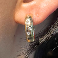 Hoop earrings with diamonds-Earrings-The Antique Ring Shop