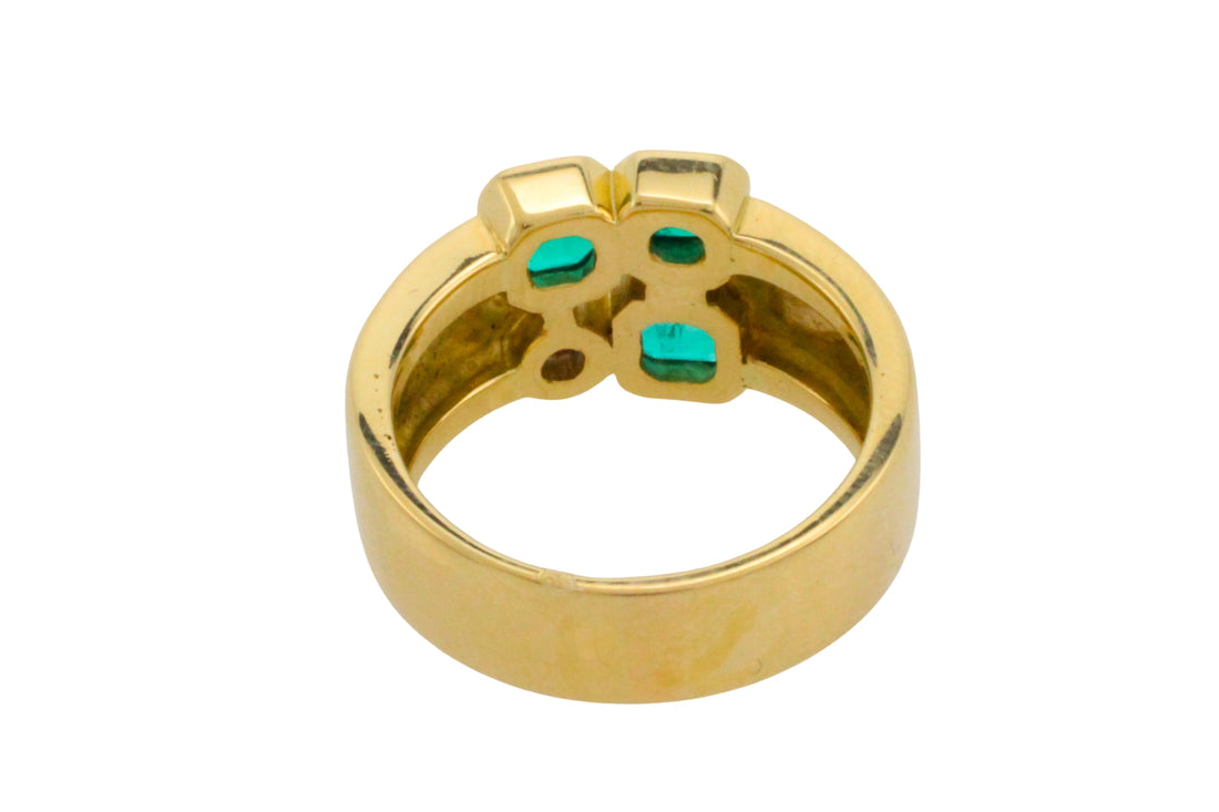 Emerald and diamond ring in 18 carat gold-Vintage Rings-The Antique Ring Shop