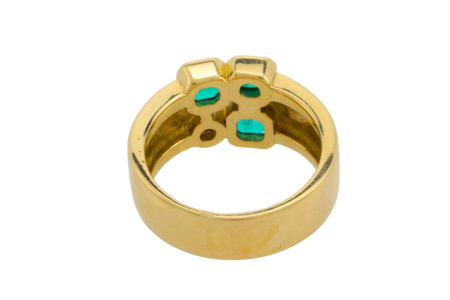 Emerald and diamond ring in 18 carat gold-Vintage Rings-The Antique Ring Shop