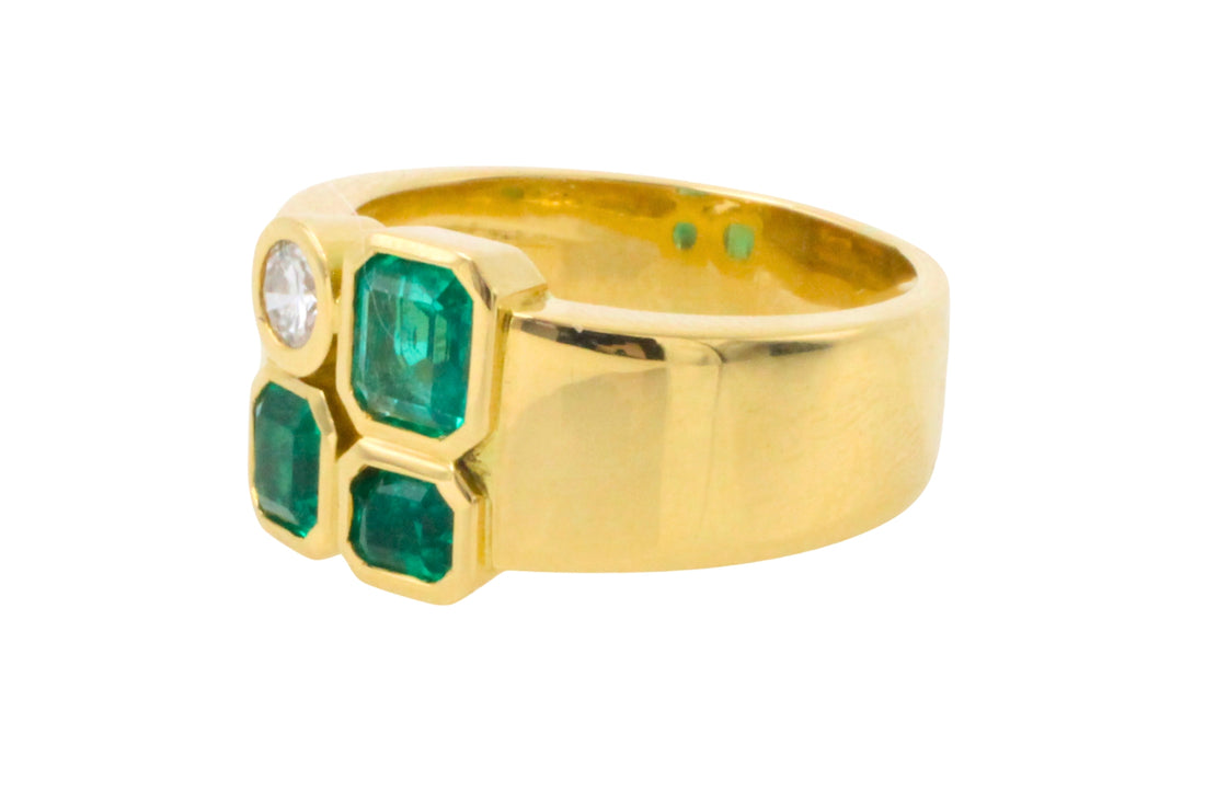 Emerald and diamond ring in 18 carat gold-Vintage Rings-The Antique Ring Shop