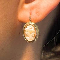 Cameo earrings in 18 carat gold-Earrings-The Antique Ring Shop