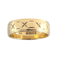 18 carat gold band with star motif-wedding rings-The Antique Ring Shop