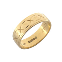 18 carat gold band with star motif-wedding rings-The Antique Ring Shop