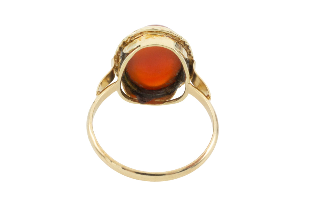 Cabochon carnelian ring in 14 carat gold-Vintage Rings-The Antique Ring Shop