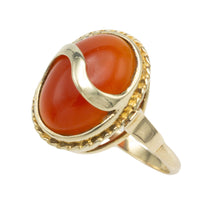 Cabochon carnelian ring in 14 carat gold-Vintage Rings-The Antique Ring Shop