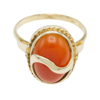 Cabochon carnelian ring in 14 carat gold-Vintage Rings-The Antique Ring Shop