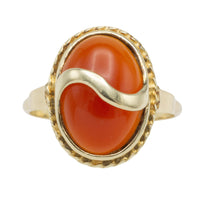 Cabochon carnelian ring in 14 carat gold-Vintage Rings-The Antique Ring Shop