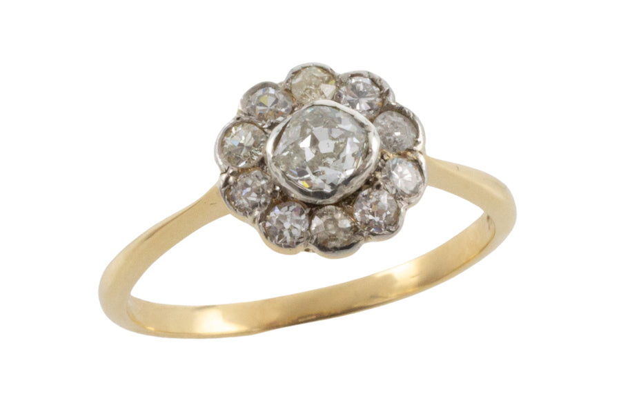 Vintage cluster ring in 18 carat gold and silver-Vintage Rings-The Antique Ring Shop