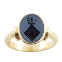 Agate signet ring with intaglio-Vintage Rings-The Antique Ring Shop