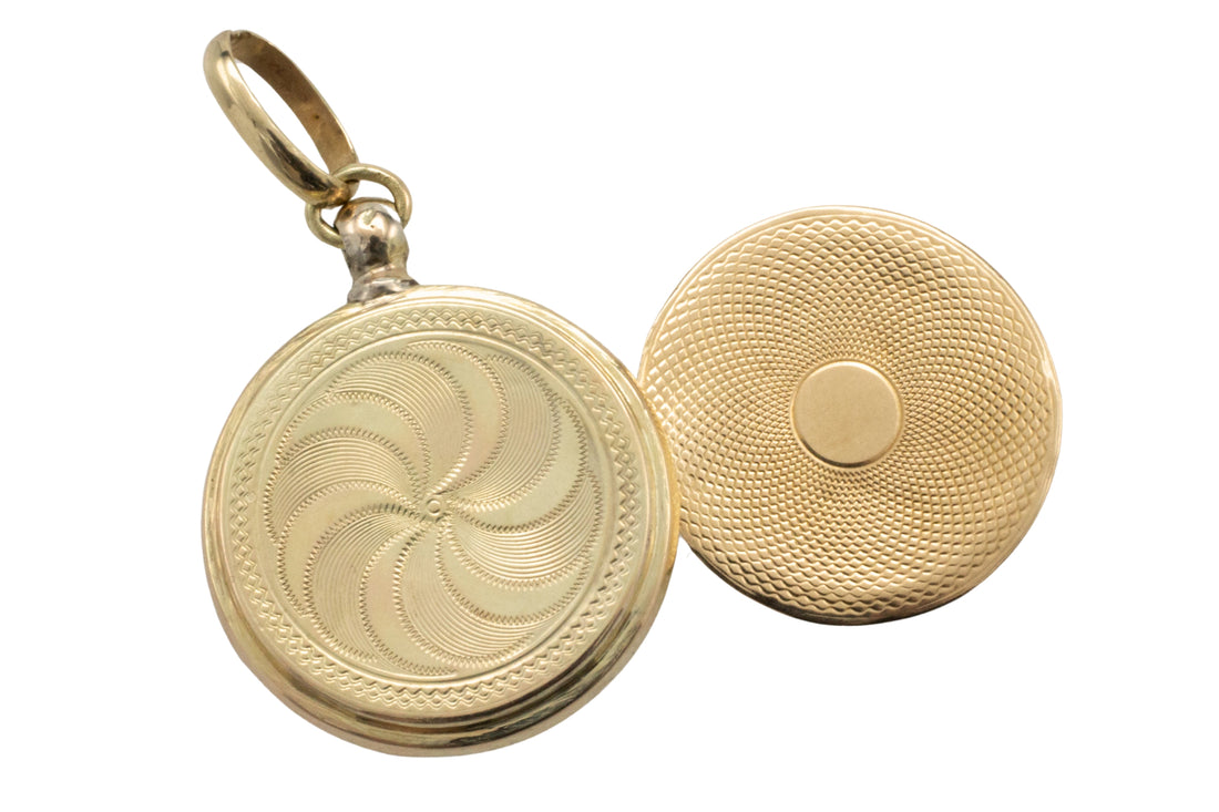 Antique 14 carat gold photo locket-Pendants-The Antique Ring Shop