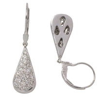 White gold pendant earrings with diamonds-Earrings-The Antique Ring Shop