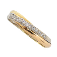 Tri color gold band with diamonds-vintage rings-The Antique Ring Shop