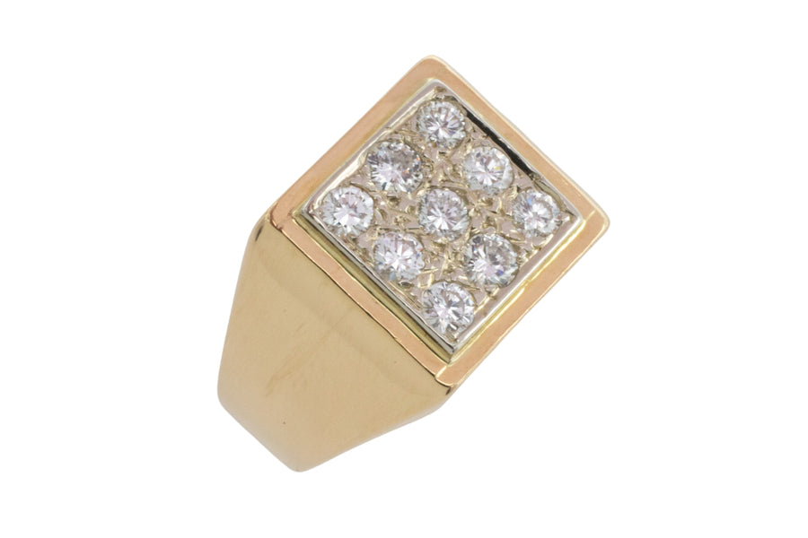 Diamond signet ring in 18 carat gold-gents rings-The Antique Ring Shop