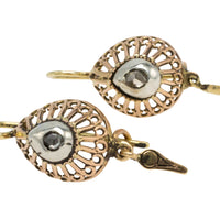 Rose diamond pedant earrings-Earrings-The Antique Ring Shop