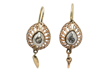 Rose diamond pedant earrings-Earrings-The Antique Ring Shop