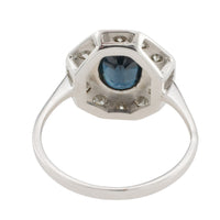 White gold sapphire and diamond ring-engagement rings-The Antique Ring Shop