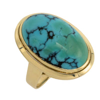 Cabochon turquoise ring in 14 carat gold-Vintage Rings-The Antique Ring Shop