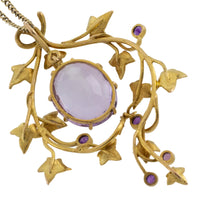 18 carat gold ivy pendant with amethyst-Pendants-The Antique Ring Shop