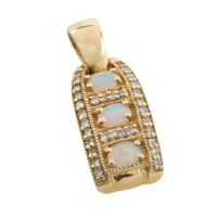 Opal and diamond pendant in 14 carta gold-Pendants-The Antique Ring Shop