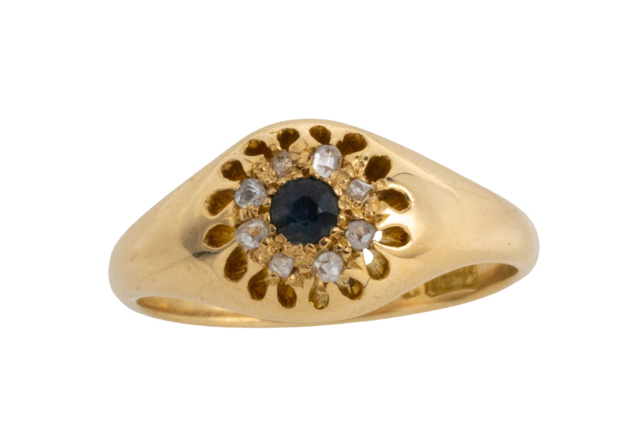 Sapphire and diamond cluster ring from 1916