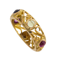 Gold filigree band with semi preciuous cabochon stones