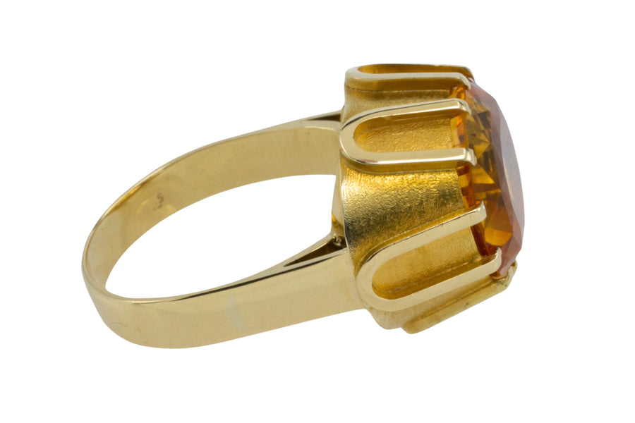 Large vintage citrine ring in 14 carat gold-Vintage Rings-The Antique Ring Shop