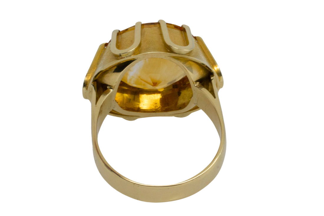 Large vintage citrine ring in 14 carat gold-Vintage Rings-The Antique Ring Shop