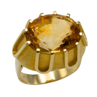 Large vintage citrine ring in 14 carat gold-Vintage Rings-The Antique Ring Shop