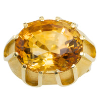 Large vintage citrine ring in 14 carat gold