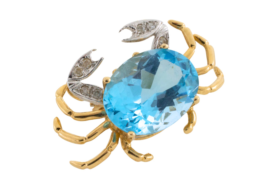 Crab brooch with topaz and diamonds